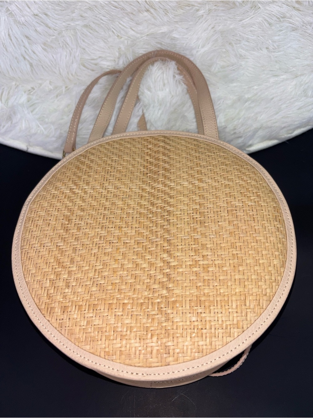 KAYU Round Woven Crossbody Bag in Tan - Neutral Everyday Style